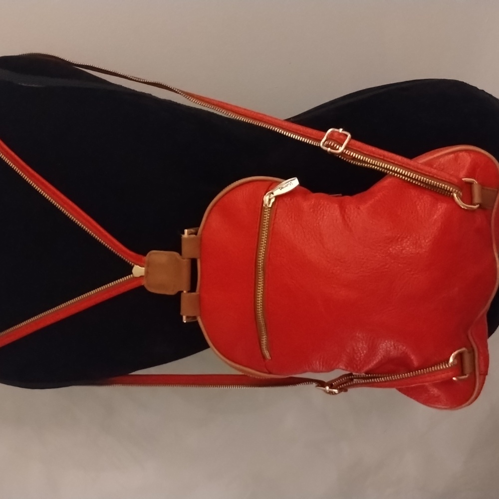 Beautiful Red Genuine Leather Valentina Convertible Backpack